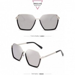 Sport Gold Plastic Sunglasses Trendy Sunglasses Women-Black frame white mercury - CX197Z9MWNK $18.75