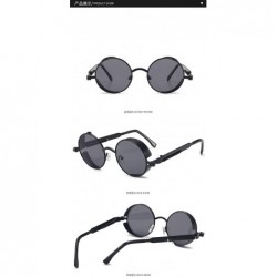 Aviator Retro Round - Framed with Metal Spring Prince Mirror Men's Sunglasses - 4 - CH198S8O8OR $24.30