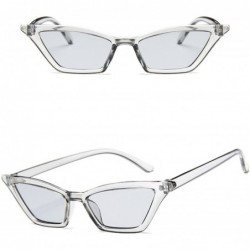 Rimless Small Frame Skinny Cat Eye Sunglasses for Women Colorful Lens Mini Narrow Square Retro Cateye Vintage Sunglasses - CE...