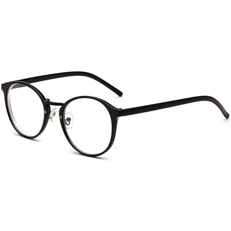 Round Men Women frame Shortsighted Myopia Full frame Round Eyeglasses - Bright Black - C018EIIT68S $15.98