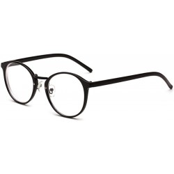 Round Men Women frame Shortsighted Myopia Full frame Round Eyeglasses - Bright Black - C018EIIT68S $15.98