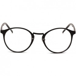 Round Men Women frame Shortsighted Myopia Full frame Round Eyeglasses - Bright Black - C018EIIT68S $15.98