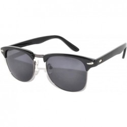 Rimless Retro Classic Sunglasses Metal Half Frame With Colored Lens Uv 400 - Black-gun Smoke - CK11NO6Y6EP $17.46
