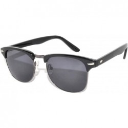 Rimless Retro Classic Sunglasses Metal Half Frame With Colored Lens Uv 400 - Black-gun Smoke - CK11NO6Y6EP $7.94