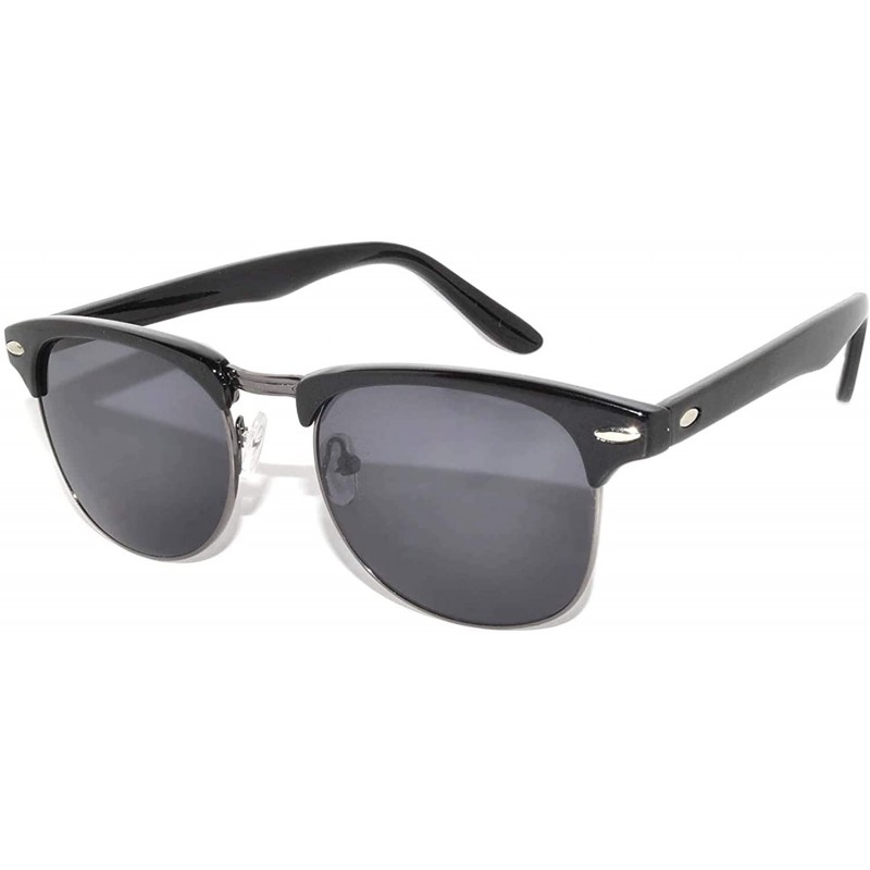 Rimless Retro Classic Sunglasses Metal Half Frame With Colored Lens Uv 400 - Black-gun Smoke - CK11NO6Y6EP $7.94