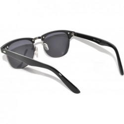 Rimless Retro Classic Sunglasses Metal Half Frame With Colored Lens Uv 400 - Black-gun Smoke - CK11NO6Y6EP $7.94