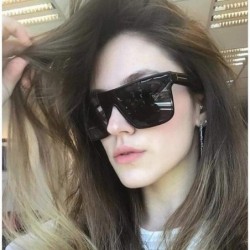 Oversized INS Oversized Rimless Cool Flat Top Sunglasses Futuristic Glasses One-piece Pilot Mirror Lens for Women Men - CT183...