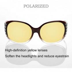 Wrap Rhinestone Glasses Fashion Eyewear Driving - Brown Night Vision - CY193YZ3IEN $20.07