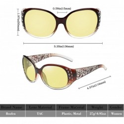 Wrap Rhinestone Glasses Fashion Eyewear Driving - Brown Night Vision - CY193YZ3IEN $20.07