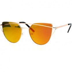 Cat Eye Mirror Unique Color Double Wire Brow Cat Eye Sunglasses - Gold Yellow - CV12JDH369J $11.08