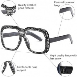 Oversized Oversized Sunglasses for Men Women Square Thick Frame Bling Rhinestone Shades - Black&transparent - C418NW4LXHT $7.90