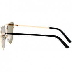 Cat Eye Mirror Unique Color Double Wire Brow Cat Eye Sunglasses - Gold Yellow - CV12JDH369J $11.08