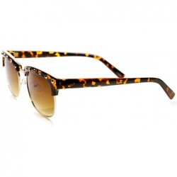 Wayfarer Womens Classic Studded Half Frame Horn Rimmed Sunglasses (Brown-Tortoise) - CP11MV5ANMX $11.15