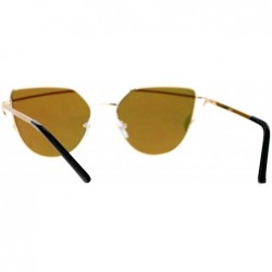Cat Eye Mirror Unique Color Double Wire Brow Cat Eye Sunglasses - Gold Yellow - CV12JDH369J $11.08