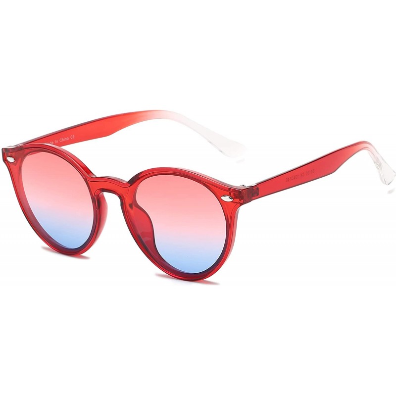 Oversized Retro Circle Round UV Protection Fashion Sunglasses for Men and Women - Red - CO18IQGUGGH $8.75