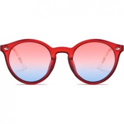 Oversized Retro Circle Round UV Protection Fashion Sunglasses for Men and Women - Red - CO18IQGUGGH $8.75