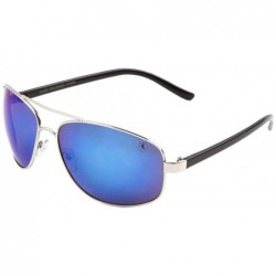 Aviator Color Mirror Thin Metal Frame Classic Round Frame Aviator Sunglasses - Blue Silver - CM199HTZ0AU $15.26