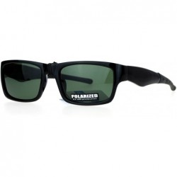 Rectangular Biker Mens Antiglare Polarized Rectangular Sport Plastic Sunglasses - Black Green - C312FJV6JXN $24.19