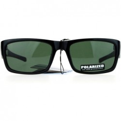 Rectangular Biker Mens Antiglare Polarized Rectangular Sport Plastic Sunglasses - Black Green - C312FJV6JXN $12.41