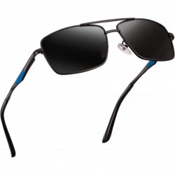 Aviator Polarized Sport Mens Sunglasses HD Lens Metal Frame Driving Shades FD 9005 - Z-z-black-black - CM18IGX3DTT $19.25