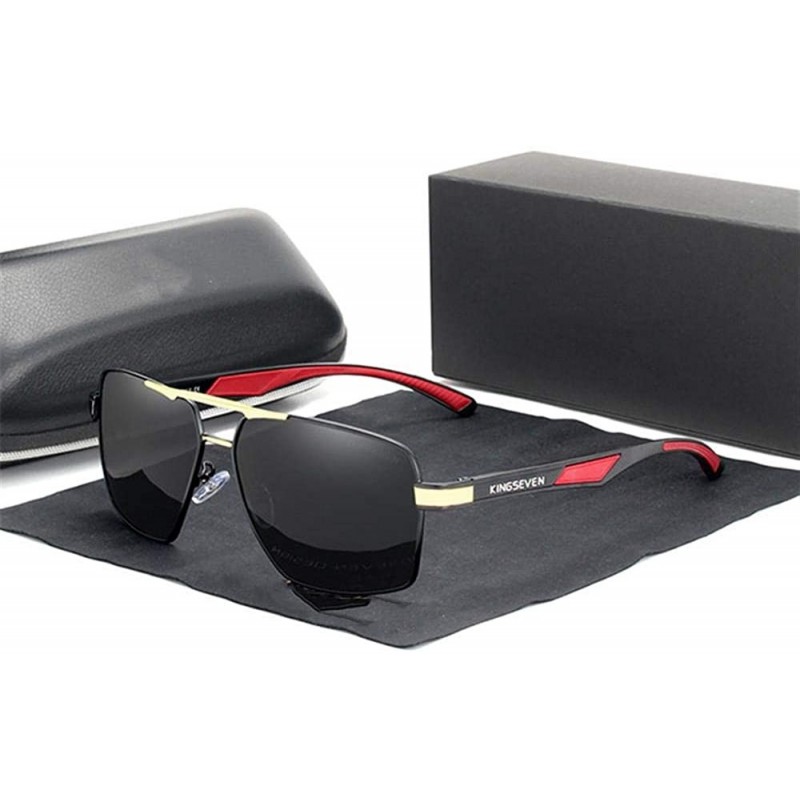 Square Man aluminum polarized sunglasses lens brand coating spectacle design red mirror - Kim Gray - C51982Y64MY $27.71
