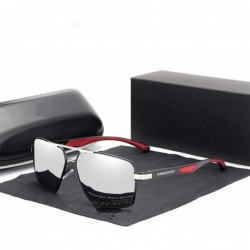 Square Man aluminum polarized sunglasses lens brand coating spectacle design red mirror - Kim Gray - C51982Y64MY $27.71