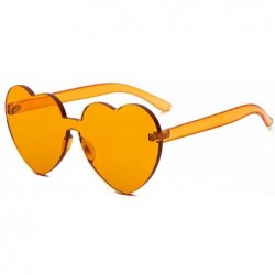 Rimless Heart Shape Rimless One Piece Clear Lens Color Candy Sunglasses - Orange - CN18EH2C82C $19.77