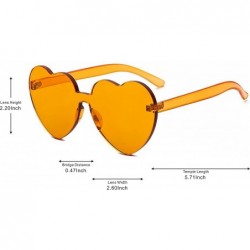 Rimless Heart Shape Rimless One Piece Clear Lens Color Candy Sunglasses - Orange - CN18EH2C82C $8.98