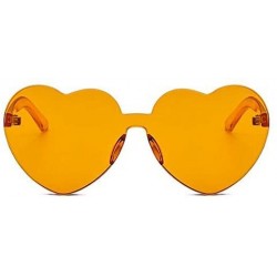 Rimless Heart Shape Rimless One Piece Clear Lens Color Candy Sunglasses - Orange - CN18EH2C82C $8.98