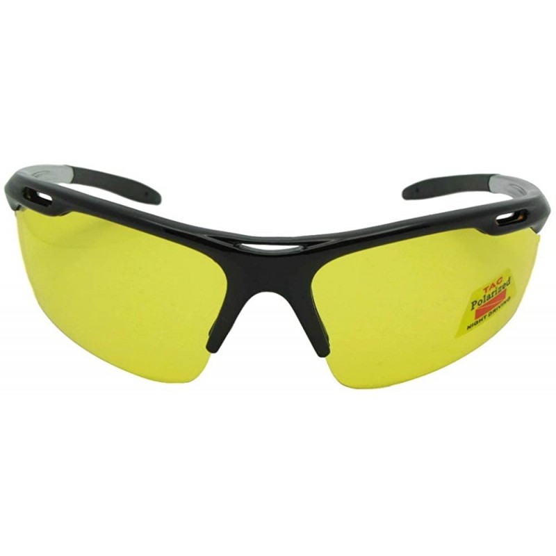 Wrap Semi Rimless Polarized Yellow Sunglasses PSR33 - Black/Silver Frame-yellow Lenses - C6180QKAUU3 $12.15