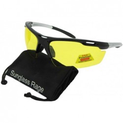 Wrap Semi Rimless Polarized Yellow Sunglasses PSR33 - Black/Silver Frame-yellow Lenses - C6180QKAUU3 $12.15