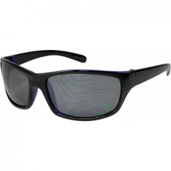 Sport Sports Sunglasses with Flash Mirror Lens 570010P-FM - Clear Blue/Black - CN12360Q8SP $9.91