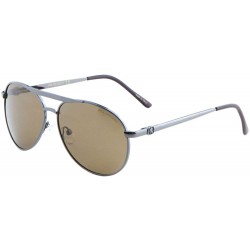 Aviator Polarized Thin Temples Round Modern Aviator Sunglasses - Brown Gunmetal - CA199D4O07A $25.48
