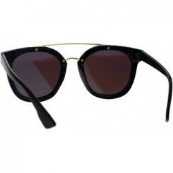 Rectangular Hipster Plastic Horned Double Metal Flat Top Bridge Sunglasses - Black Blue - CZ18686CHKI $11.51