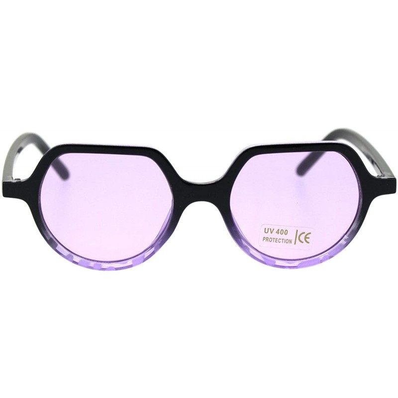 Round Vintage Retro Hippie Round Thin Plastic Horn Pimp Sunglasses - Black Purple Purple - C118QNZA6DO $8.65