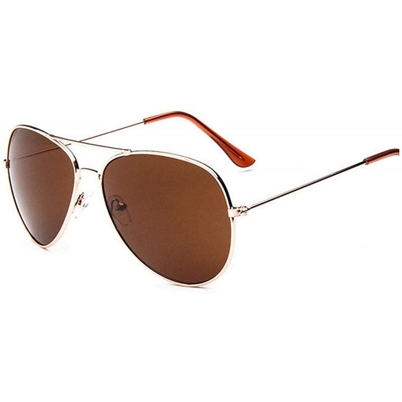 Rimless Design Men Aviation Sunglasses Classic Women Driving Alloy Frame Mirror Sun Glasses UV400 Gafas De Sol - Gold Tea - C...