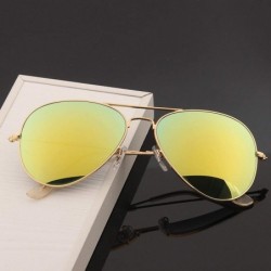 Rimless Design Men Aviation Sunglasses Classic Women Driving Alloy Frame Mirror Sun Glasses UV400 Gafas De Sol - Gold Tea - C...