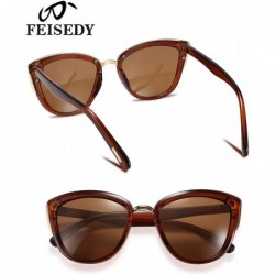 Cat Eye Cateye Sunglasses Women Vintage Cat Eye Female Ladies Sun Glasses B2498 - Brown - CF18T4X7UDT $12.52