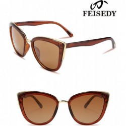 Cat Eye Cateye Sunglasses Women Vintage Cat Eye Female Ladies Sun Glasses B2498 - Brown - CF18T4X7UDT $12.52