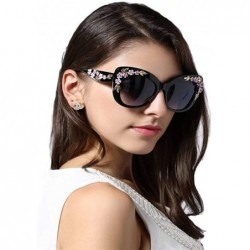 Cat Eye 2020 Luxury Queen Cat Eye Sunglasses for Women Rose Flower Vintage Girls Oversize Design Women Sun glasses - C7 - CR1...
