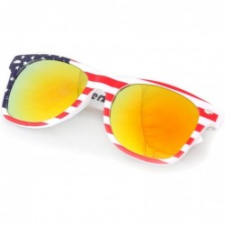 Aviator Classic Eyewear Retro 80's American USA Flag 4th of July Frame Sunglasses - White / Red / Gold - CD12O0K4IMI $10.48