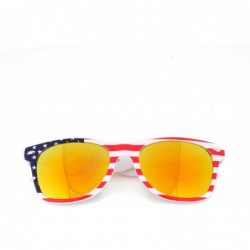 Aviator Classic Eyewear Retro 80's American USA Flag 4th of July Frame Sunglasses - White / Red / Gold - CD12O0K4IMI $10.48
