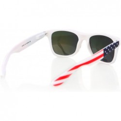 Aviator Classic Eyewear Retro 80's American USA Flag 4th of July Frame Sunglasses - White / Red / Gold - CD12O0K4IMI $10.48