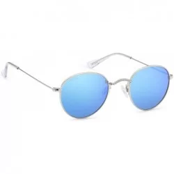Round Women's Sunglasses - Polarized Lenses - Chic Designer Aviator Frames - Silver - C218DZDQHHO $92.03