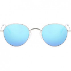 Round Women's Sunglasses - Polarized Lenses - Chic Designer Aviator Frames - Silver - C218DZDQHHO $53.48