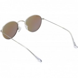 Round Women's Sunglasses - Polarized Lenses - Chic Designer Aviator Frames - Silver - C218DZDQHHO $53.48