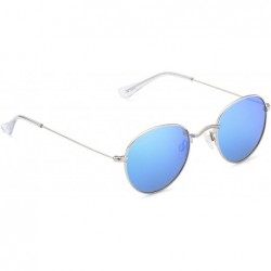 Round Women's Sunglasses - Polarized Lenses - Chic Designer Aviator Frames - Silver - C218DZDQHHO $53.48
