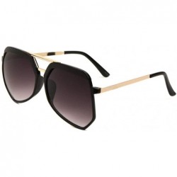 Aviator Color Mirror Lens Thick Brow Modern Geometric Aviator Sunglasses - Smoke Black - C4190ERKM66 $26.57