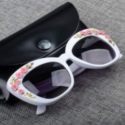 Cat Eye 2020 Luxury Queen Cat Eye Sunglasses for Women Rose Flower Vintage Girls Oversize Design Women Sun glasses - C7 - CR1...