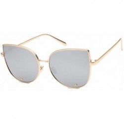 Cat Eye Women UV400 Mirror Cat eye Sunglasses Lady Sport Driving Glasses Eyewear - Gold Silver - CE182ZLR6ED $9.46